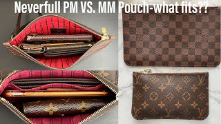 Louis Vuitton Neverfull MM VS PM Pouch Review What fits How to use them [upl. by Anilorak]