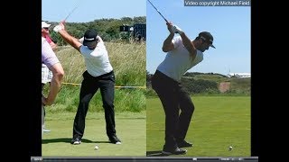 Jon Rahm golf swing  Long Iron faceon amp downtheline July 2017 [upl. by Grannias]