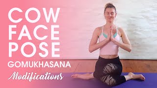 Cow Face Pose  Gomukhasana  Modifications and Variations [upl. by Thaxter515]