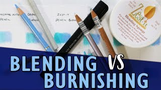 BLENDING VS BURNISHING  How To Blend Coloured Pencils  Tutorial [upl. by Ajad824]