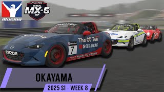 iRacing Season 1 2025 Week 8  MX5 Cup at Okayama [upl. by Airdnas]