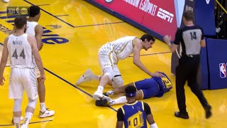 Boban Marjanovic murders Jordan Poole with flagrant2 foul then apologizes [upl. by Hairehcaz]