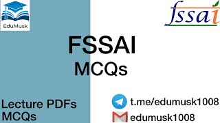 FSSAI 2021 FSSAI MCQ QUESTIONS  1000 MCQS [upl. by Keon]