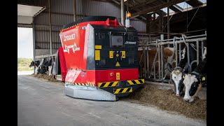 Triomatic batterypowered feeding robot  for automatic feeding of livestock [upl. by Adnohsel]