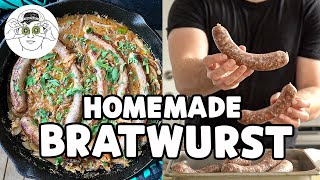 Easy Homemade Bratwurst amp How to Cook Beer Brats  From Scratch [upl. by Yehc]