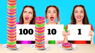 100 LAYERS FOOD CHALLENGE  Giant VS Tiny Food For 24 Hours by 123 Go FOOD [upl. by Milburt220]