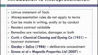 Misrepresentation Lecture 1 of 4 [upl. by Syd]