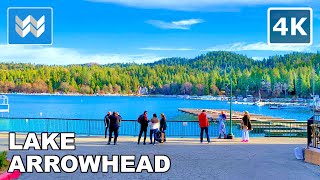 4K Lake Arrowhead Village California USA  Scenic Nature Walking Tour 🎧 Binaural Sound [upl. by Madaras]